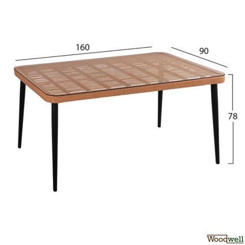 Esstisch Set Allegra aus Wicker in Farbe Beige und Schwarz