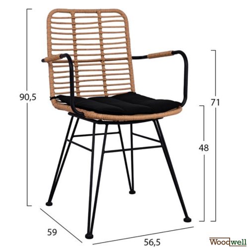 Esstisch Set Allegra aus Wicker in Farbe Beige und Schwarz