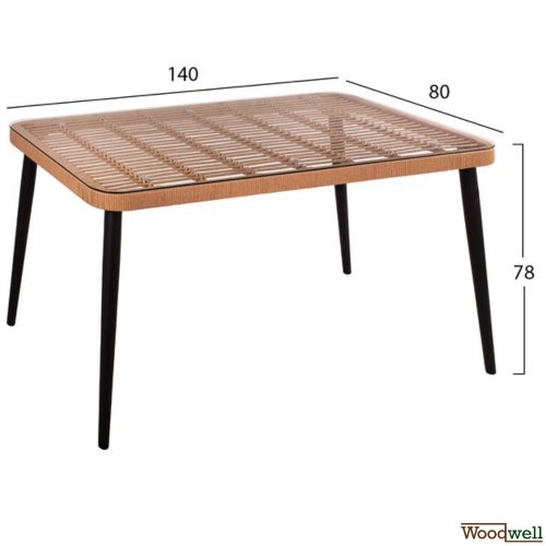 Esstisch Set Allegra aus Wicker in Farbe Beige und Schwarz