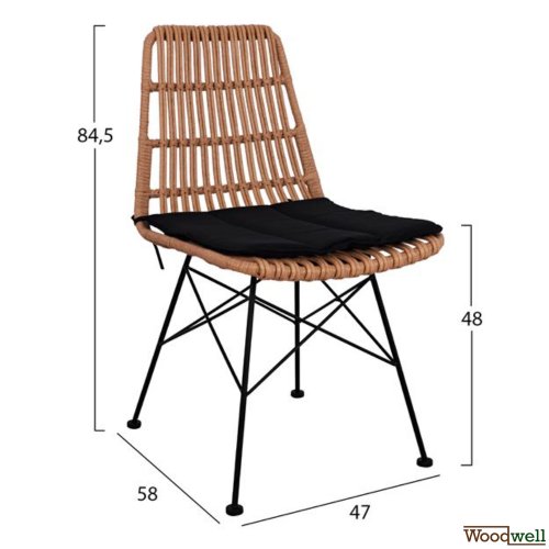 Esstisch Set Allegra aus Wicker in Farbe Beige und Schwarz