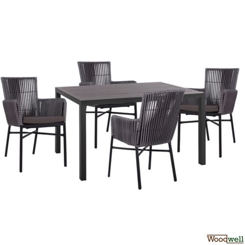 Dining table set made of aluminum in anthracite color
