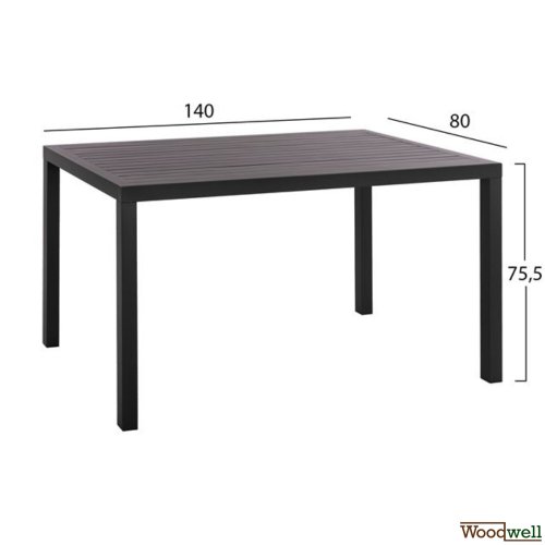 Dining table set made of aluminum in anthracite color