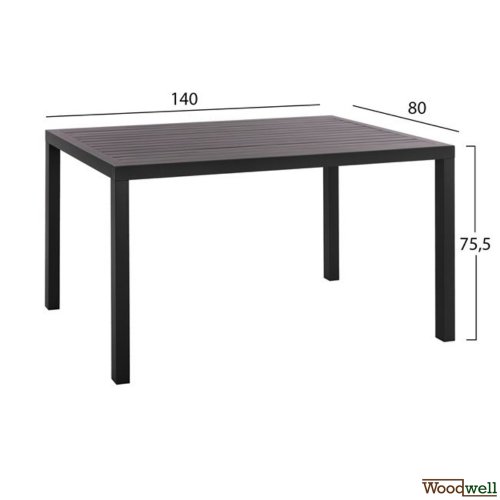 Dining table set made of aluminum in anthracite color