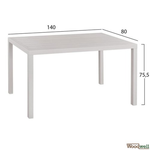 Dining table set made of aluminum in white color