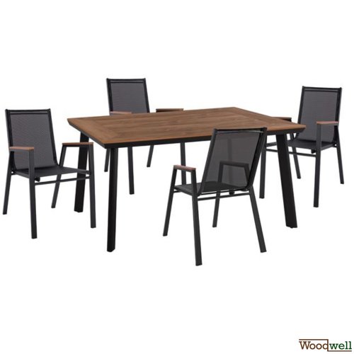Dining table set made of aluminum and polywood in anthracite color
