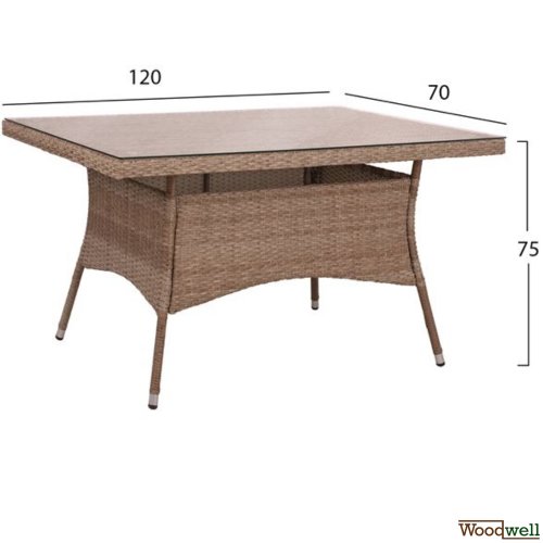 Esstisch Set aus Rattan in Farbe Braun Mokka
