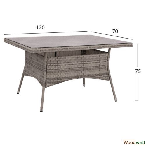 Esstisch Set aus Rattan in Farbe Grau und Beige