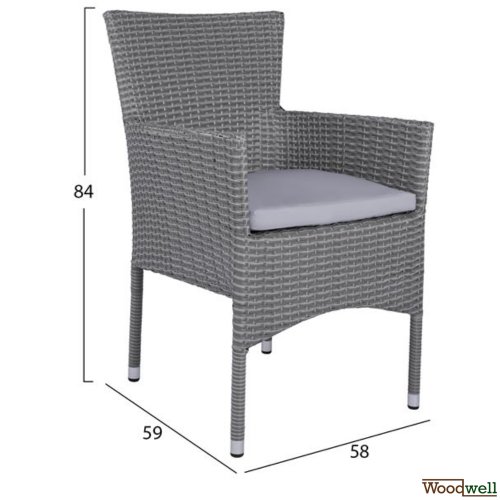 Esstisch Set aus Rattan in Farbe Grau und Beige