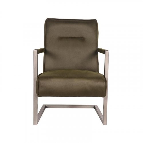 "Jim" armchair with armrests in army green