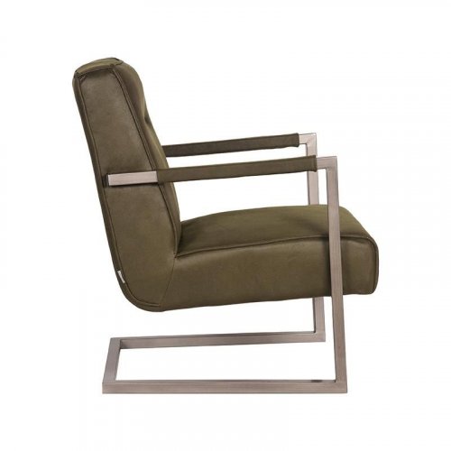 "Jim" armchair with armrests in army green