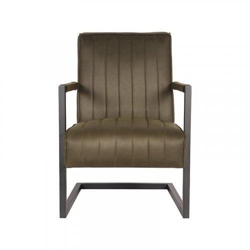"Milo" armchair with armrests in army green