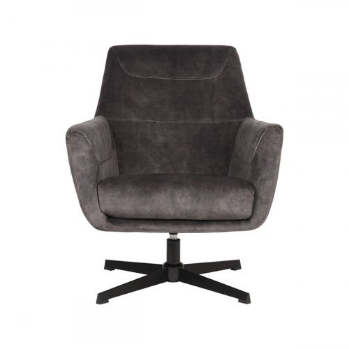 Sessel Toby 75x80x85 cm Anthrazit Velours | Schwarzes Metall