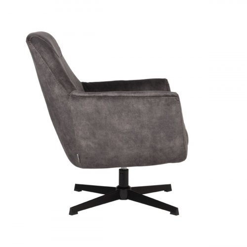 Sessel Toby 75x80x85 cm Anthrazit Velours | Schwarzes Metall