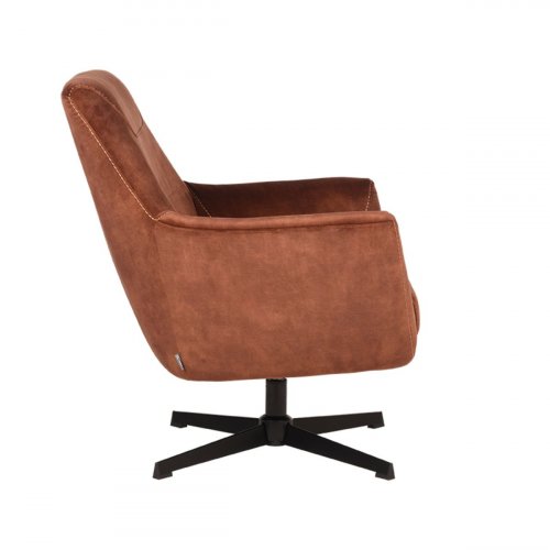 Πολυθρόνα Toby 75x80x85 cm βελούδο σκουριάς. | Μαύρο μέταλλο