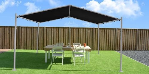 Terrassenüberdachung "Festa Roof" 4m x 4m in schwarz aus Aluminium und Polyester