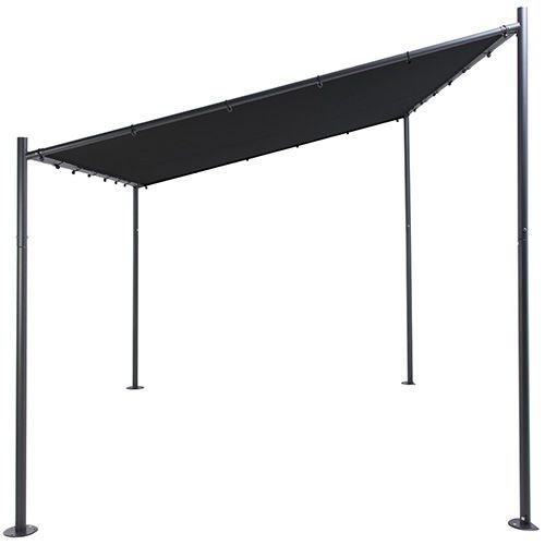 "Festa Wall" terrace covering 2.85 mx 3 m in black made of aluminum and polyester