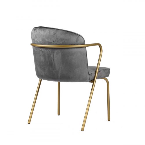 Sessel "Gama" aus grauem Samt und goldenem Metallgestell