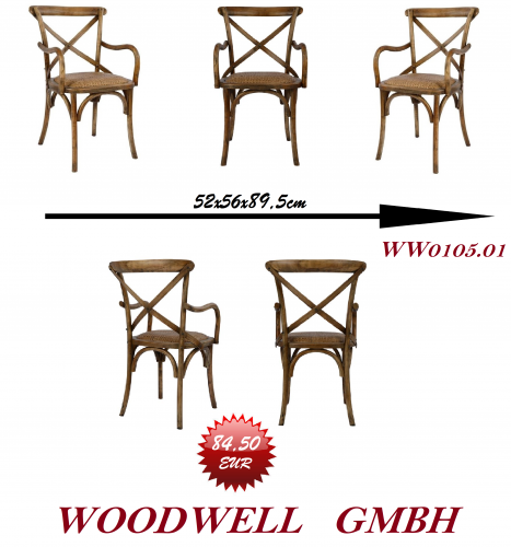 Bistrostuhl- Esszimmerstuhl-Designer Stuhl-Armlehnstuhl aus Holz | In Braun