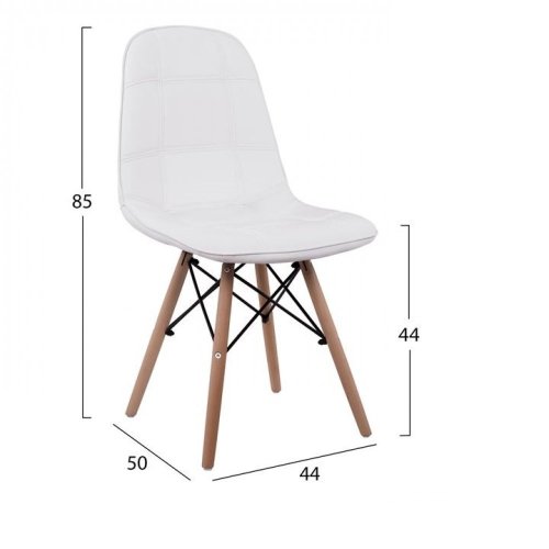 Design Stuhl COSY mit Massivholz Beinen und Kunstleder, in Weiß
