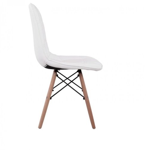 Design Stuhl COSY mit Massivholz Beinen und Kunstleder, in Weiß