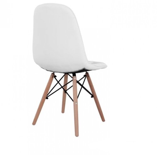 Design Stuhl COSY mit Massivholz Beinen und Kunstleder, in Weiß
