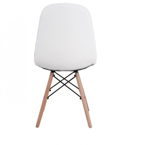 Design Stuhl COSY mit Massivholz Beinen und Kunstleder, in Weiß