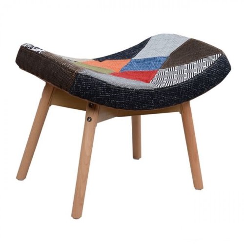 Fußhocker RUBI im Patchwork Design 65x44x49 cm | Mit Holzbeinen