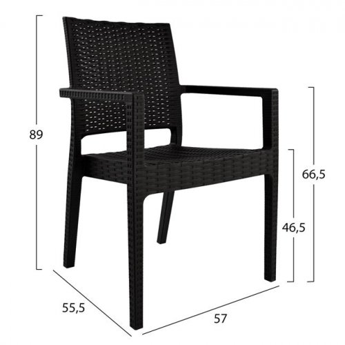 Stuhl aus Polypropylen mit Armenlehnen in Braun 57x55,5x89cm