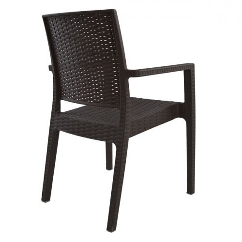 Stuhl aus Polypropylen mit Armenlehnen in Braun 57x55,5x89cm