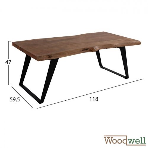 Tisch aus massivem Akazienholz 118x59,5x47 cm | Baumstamm Möbel
