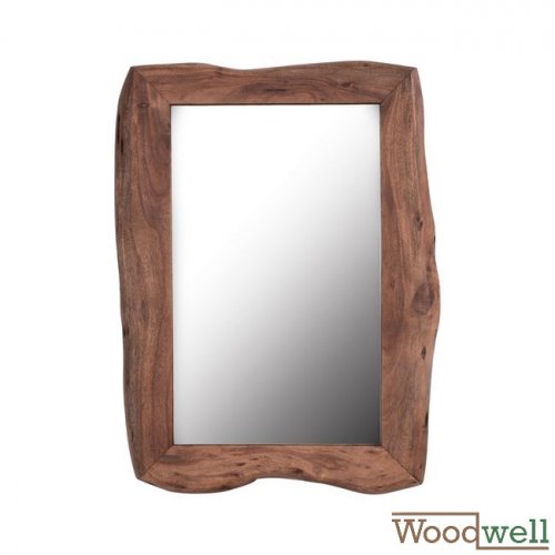 Mirror handcrafted from solid acacia wood in natural colors | Tree trunk furniture