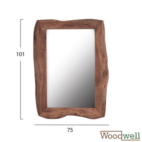 Mirror handcrafted from solid acacia wood in natural colors | Tree trunk furniture