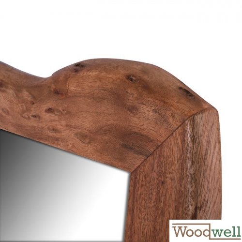 Mirror handcrafted from solid acacia wood in natural colors | Tree trunk furniture