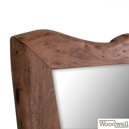 Mirror handcrafted from solid acacia wood in natural colors | Tree trunk furniture