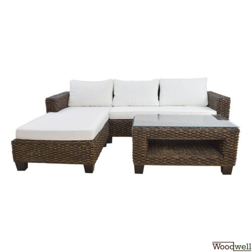 Handgefertigte Sofaecke Bamboo ROCKY II mit 4 Sitzen und Tisch