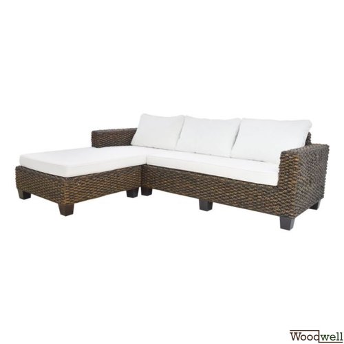 Handgefertigte Sofaecke Bamboo ROCKY II mit 4 Sitzen und Tisch