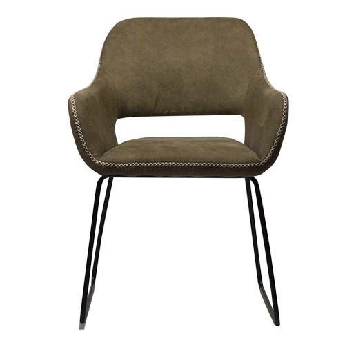 Sessel "Madison" aus Kunstleder in braun mit Metallbeinen