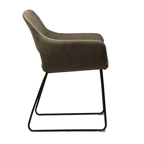 Sessel "Madison" aus Kunstleder in braun mit Metallbeinen