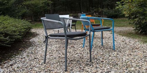 Outdoor Sessel "Kiwi" aus Aluminium und Seilgeflecht in blau 61x80x46x65cm cm stapelbar