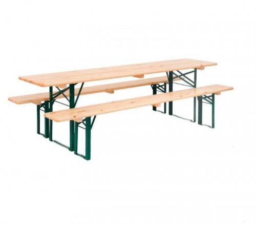Festzeltgarnitur aus Fichtenholz Lack 3-fach oben und 2-fach unten 220x50cm Stärke 3cm