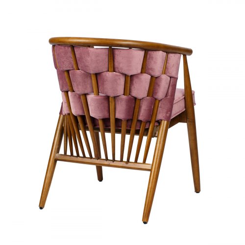 Armchair "Juliet" in rose velvet and wooden legs
