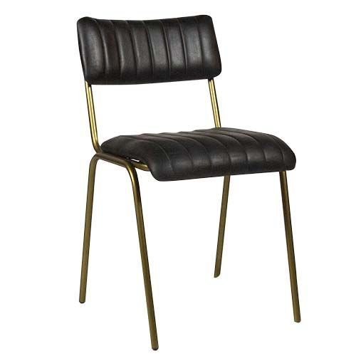 Stuhl "Jenson" aus 100% echtem Büffelleder und Metallrahmen in Farbe Schwarz