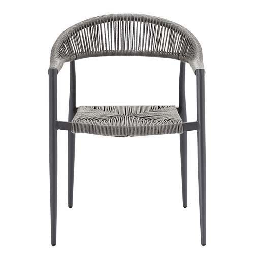 Outdoor Sessel "Jonah" aus Aluminium und Seilgeflecht in grau 56,6x79x69cm