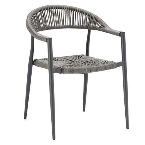 Outdoor Sessel "Jonah" aus Aluminium und Seilgeflecht in grau 56,6x79x69cm