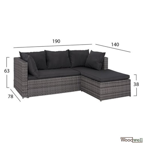 Complete living room corner 2 pieces metal frame with basket lining in gray tone and pillows in dark gray color