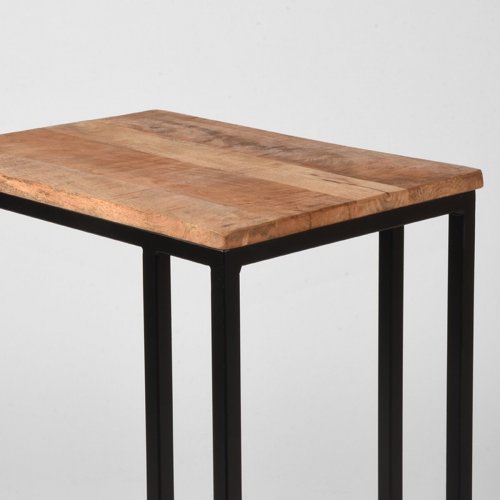 Laptoptisch Move 35x50x61 cm Raues Mangoholz | Schwarzes Metall