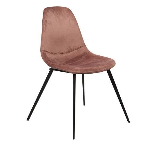 "Logan" chair made of rose velvet and legs made of black steel frame