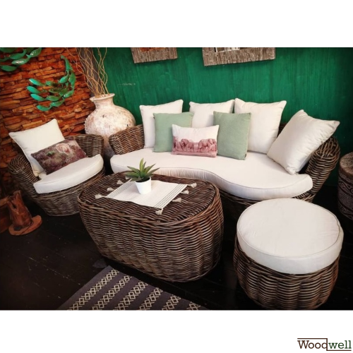 Lounge-Set ELPIDA aus Rattan Kooboo Grau
