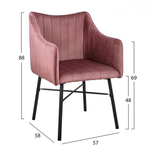 Loungesessel ALLYSA aus Samt in Farbe Rosé - Kopie