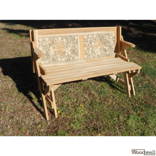 Magic garden bench with conversion to a table-bench combination